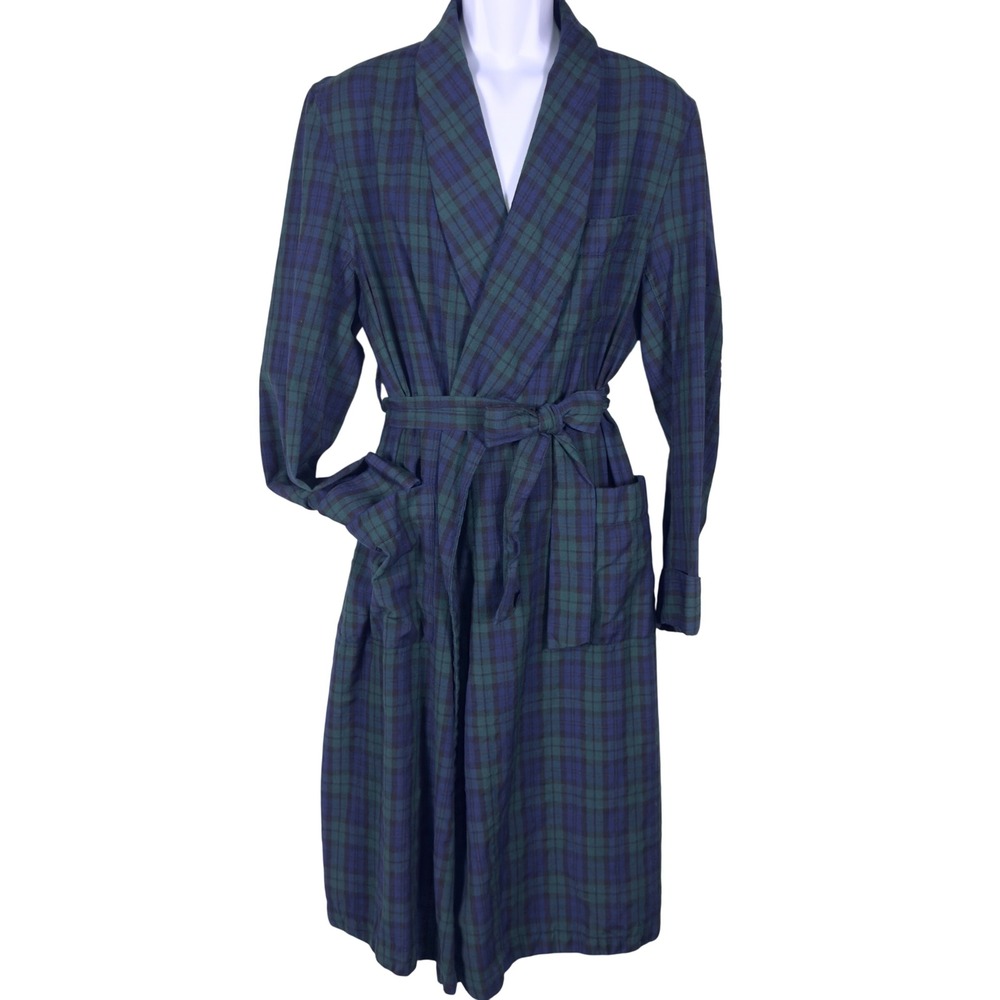 Vtg 80s Pendleton Sir Pendleton Black Watch Wool Robe USA Men's L Shawl Collar